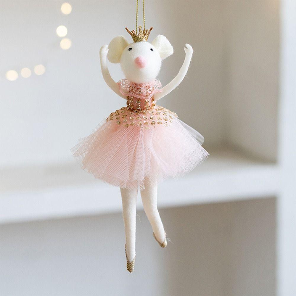 Pink White Christmas Hanging Decorations Plush Toys Xmas Tree Ornaments Hanging Pendants Doll