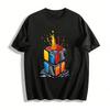 Graffiti Magic Cube Print Casual Short Sleeve T-Shirt Pure Cotton T-shirt