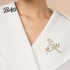 Elegant Bird Brooch Golden Plated Hollow Brooch, Standing on Branch Lapel Pin, Hats Bags Scarves Clothes Decorative Accessory Women Dresses Jewelry