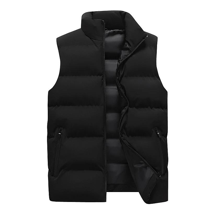Mens Vest Jacket Warm Sleeveless Jackets Winter Waterproof Zipper Coat Autumn Stand-up Collar Casual Waistcoat