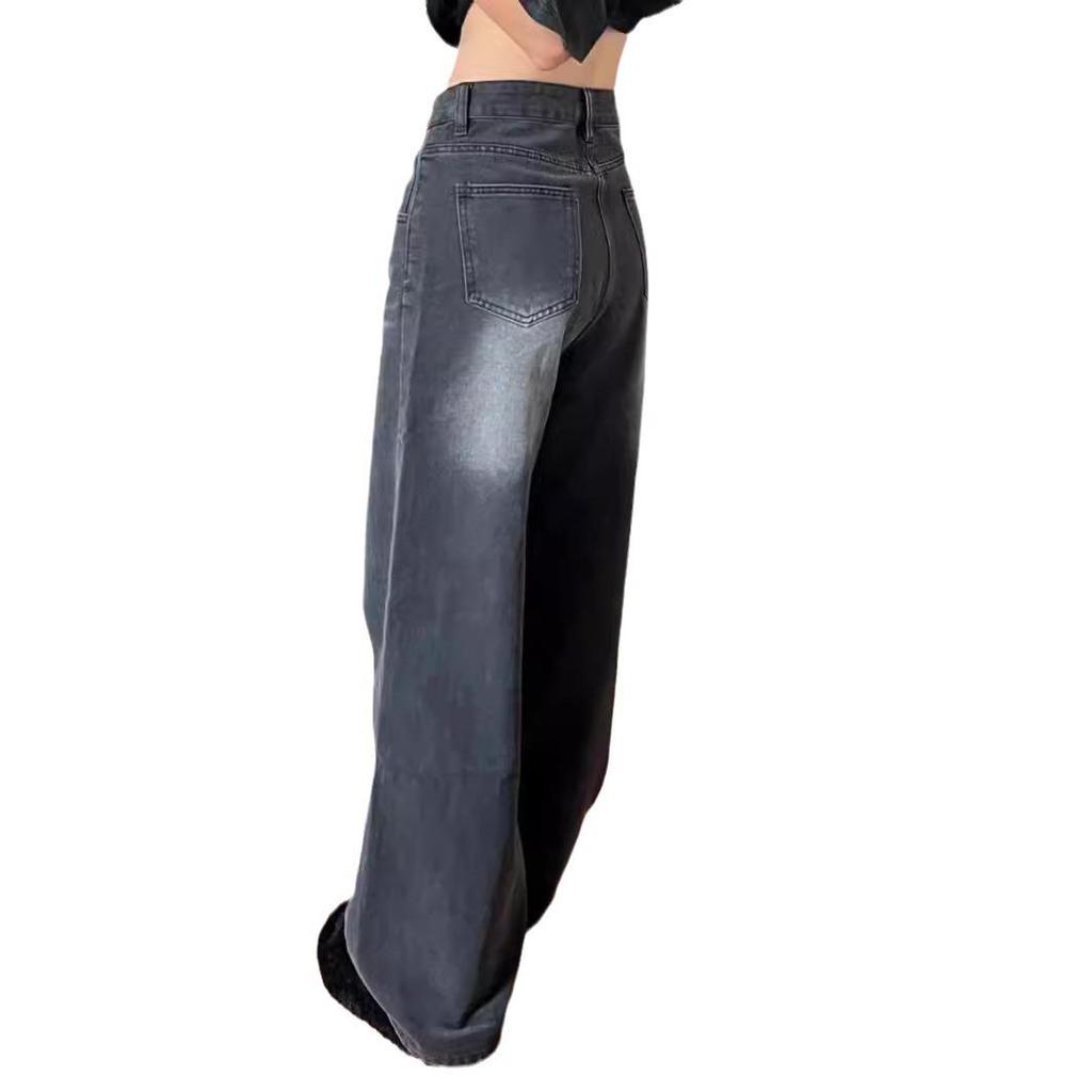 Plus Size High Waist Wide Leg Washed Jeans for Fuller Figures - Slimming, Loose Fit, Covers Hips