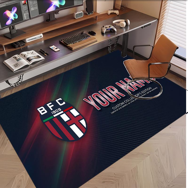 Personalized Crystal Velvet Carpet Bologna FC Pattern Non Slip Floor Rug