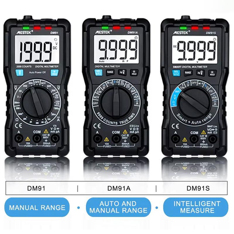 

DM91/DM91A/DM91S Цифровий мультиметр 9999 відліків AC/DC Амперметр Вольтметр Ом Вимірювач напруги HFE NVC Тестер ємності