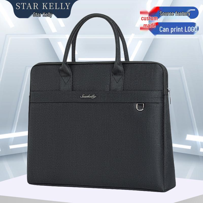 Men's Oxford Cloth Laptop Briefcase: Printed Handbag for Business, Office, and Document Carrying