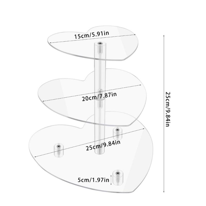 Elegant 3 Layers Heart Shaped Cupcake Holder for Weddings and Celebration Acrylic Dessert Display Stand Cake Organizer