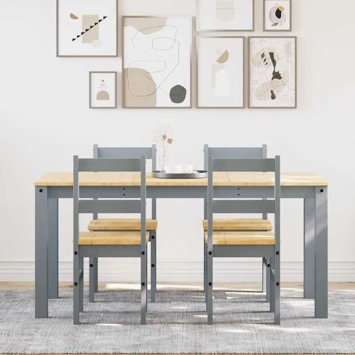 VidaXL Ensemble à manger Panama 5 pcs gris bois de pin massif, ensemble de table à manger, table et chaises de cuisine, 3345180