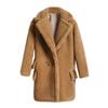 Fashion Women Solid Medium Turn-Down Collar Warm Plush Coat