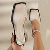 2025 New Women Sandals Fashion Elastic Band Flat Women Shoes Summer Elegant Sandals Shallow Party Shoes Square Toe Sandals
