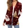 Women's Fashion Christmas Print Long-Sleeved Pocketed Slim-Fit Cardigan Coat
