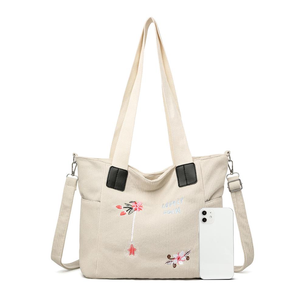 Large-capacity Tote Bag, Casual and Versatile Embroidered Shoulder Bag, Commuter Handbag