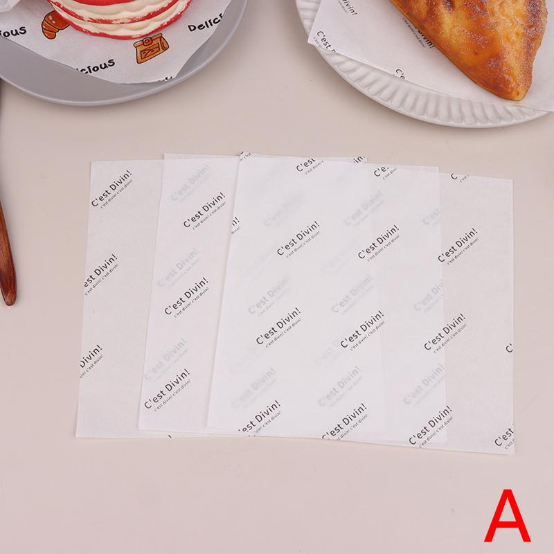 50Pcs Food Grade Baking Wax Paper Food Wrappers For Cake Pastry Wrapping Grease Paper For Festival Party Bread Burger Oilpaper