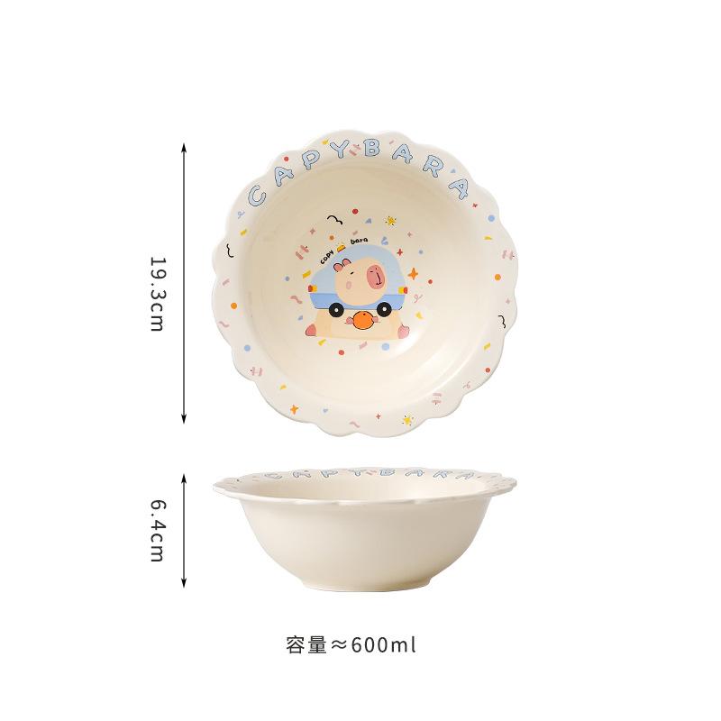 Ceramic Dinner Plate, Simple Straw Hat Bowl, Fruit Plate, High-Value Salad Bowl, Cute Dessert Bowl, Household Soup Bowl, Instant Noodle Bowl