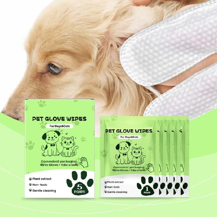 Pet Cleaning Gloves Tear Resistant Nonwoven Fabric Gentle Formula Eliminates Odor Dog Cats Bath Wipes For Home Travel