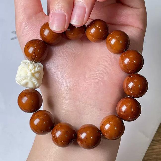 Lion Dance Gradient Bodhi White Jade Bodhi Bracelet Gentle and delicate Buddhist prayer beads bracelet made of Bodhi seeds