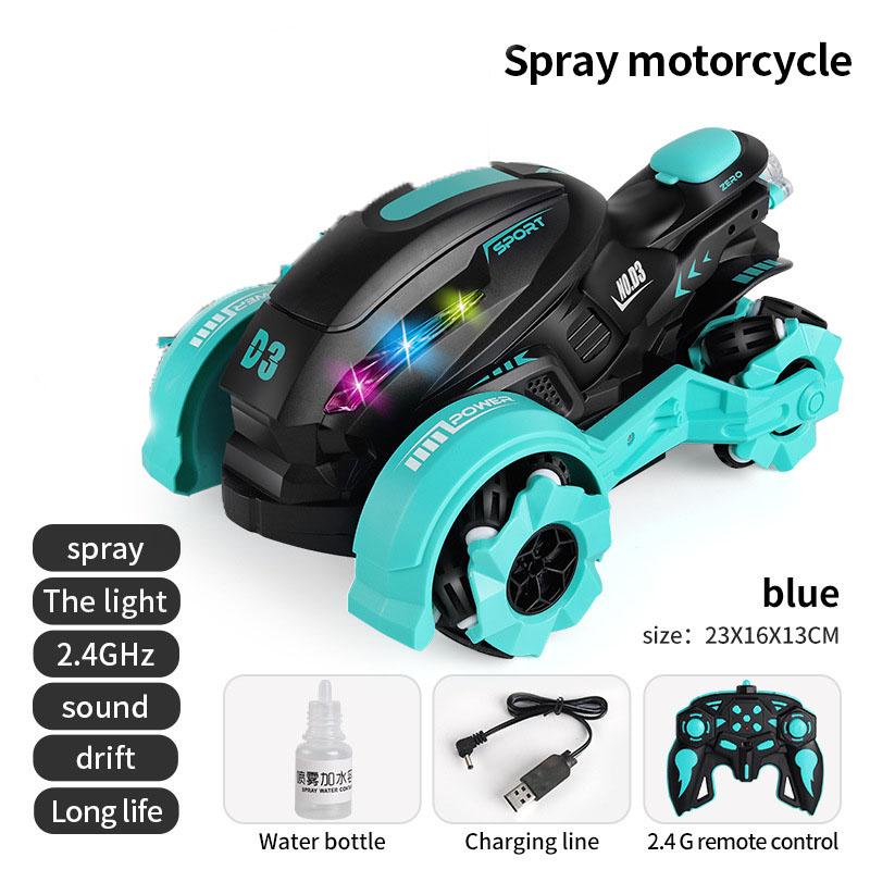 Children'S Stunt Motorcycle Spray Rotation Drift High-Speed Side Road Remote Control Car Toy Gift Boy