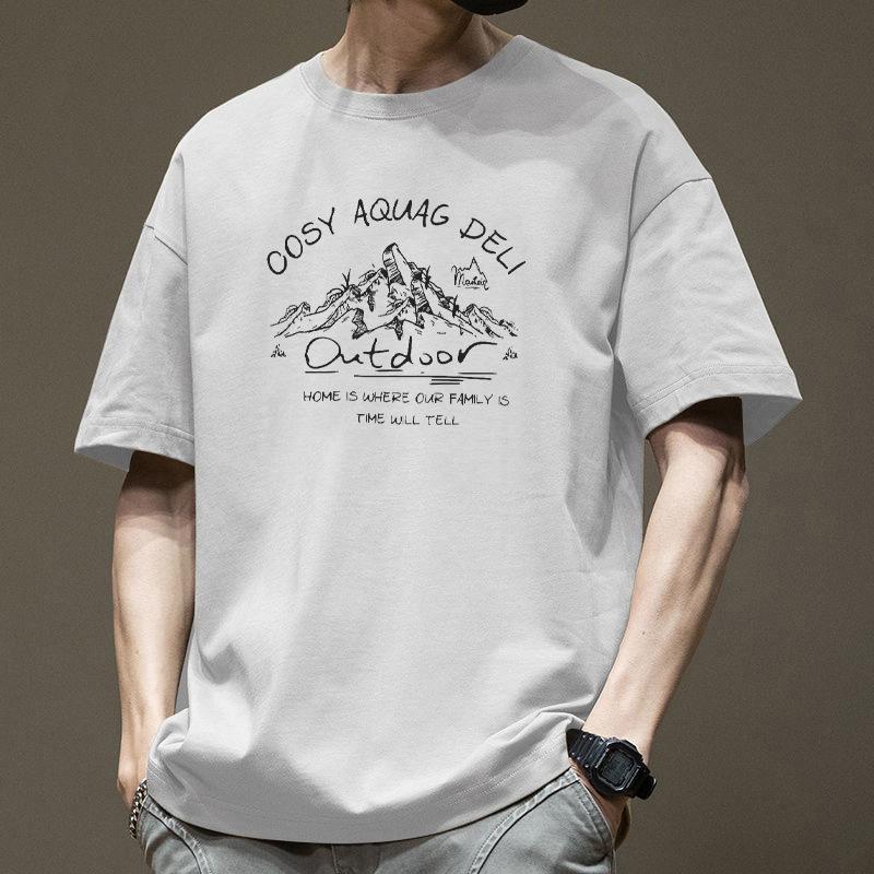 Retro tričko s krátkým rukávem pro pánskou letní módu značky, tričko z čisté bavlny s módním vzorem