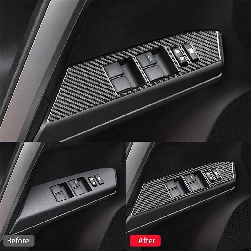 For Toyota RAV4 2013-2018 Carbon Fiber Car Window Lift Panel Switch Trim Cover LHD Auto Decoration Sticker