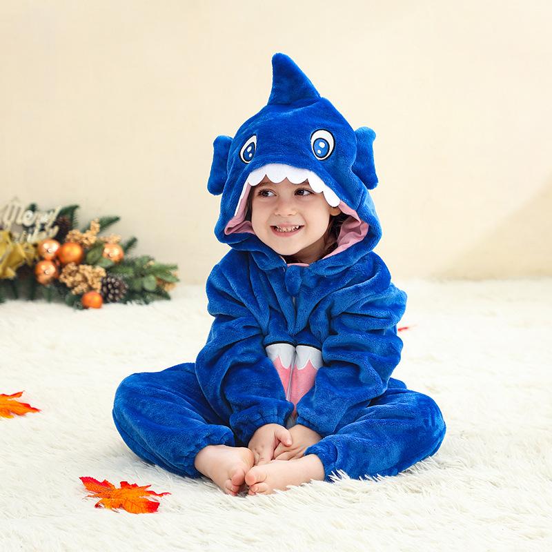 Children's Animal Onesie Pajamas Flannel Sleepwear Winter Warm Homewear Jumpsuit One-Piece Hooded Fleece Rompers Long Sleeve Outfits for Girls Boys