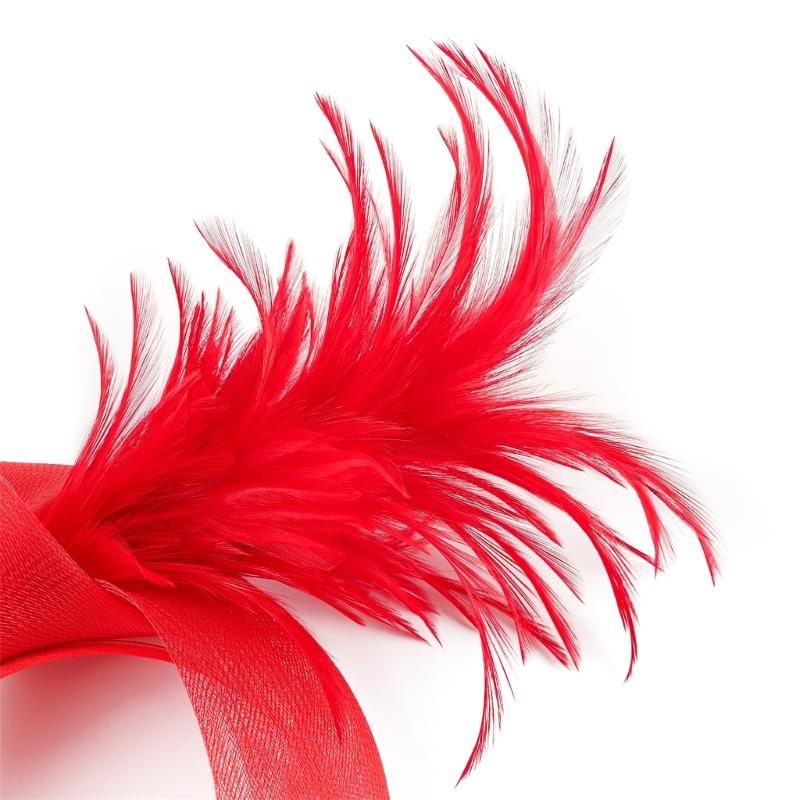Elegant Feather Hairband with Tulle Bows Old Style Mesh Headband for Women Girls Wedding Party Photo Shoot Accessories