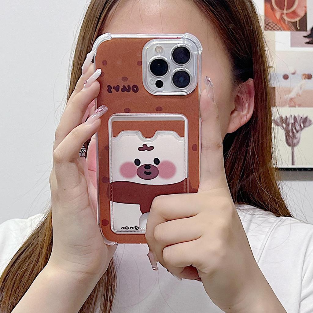 Etui Silikonowe z Kieszonką na Karty dla Samsung A54 A24 A14 Xiaomi Redmi Note 13 14 Oppo A78 A58 A38 Tecno Spark 10 Przezroczysty Bumper na Telefon