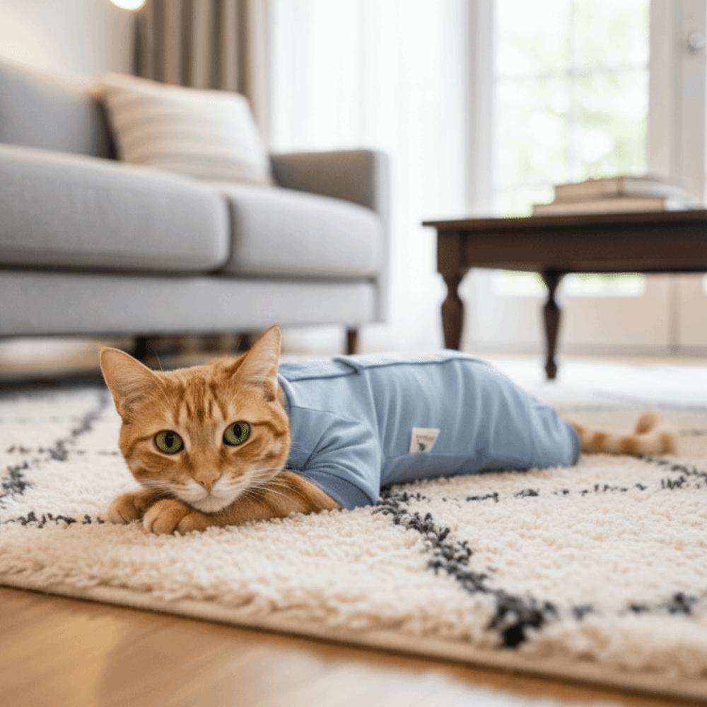 Adjustable Cat Recovery Suit Breathable Comfortable Cat Sterilization Suit Soft Solid Color Cat Weaning Suit Wounds Recovery