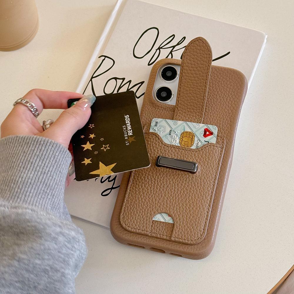 For iPhone 14 Pro Max Case with Card Slots Litchi Texture Leather+PET Phone Cover