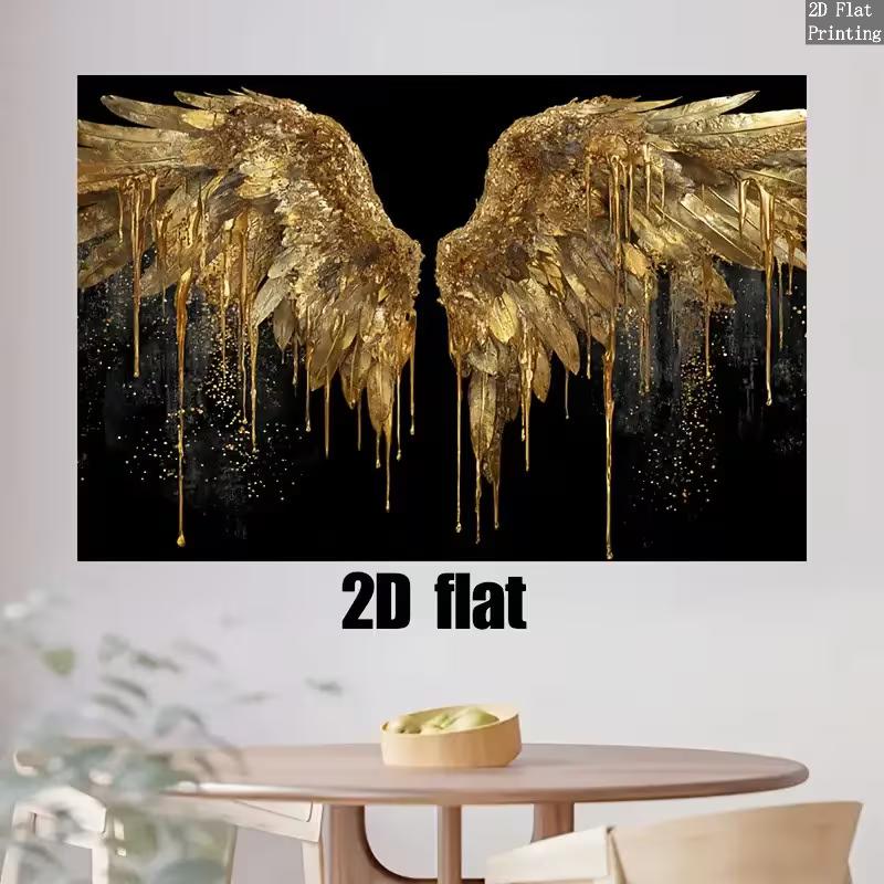 2D Golden Dripping Angel Wings Backdrop Studio Decor Banner