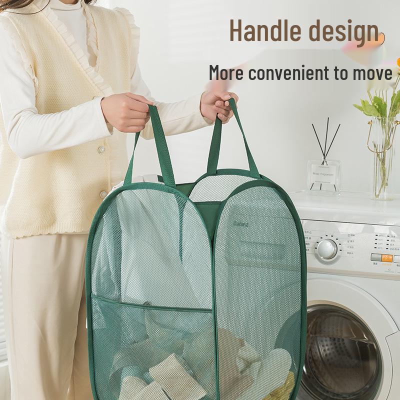 Foldable Mesh Laundry Hamper: Portable, Space-Saving Clothes Basket