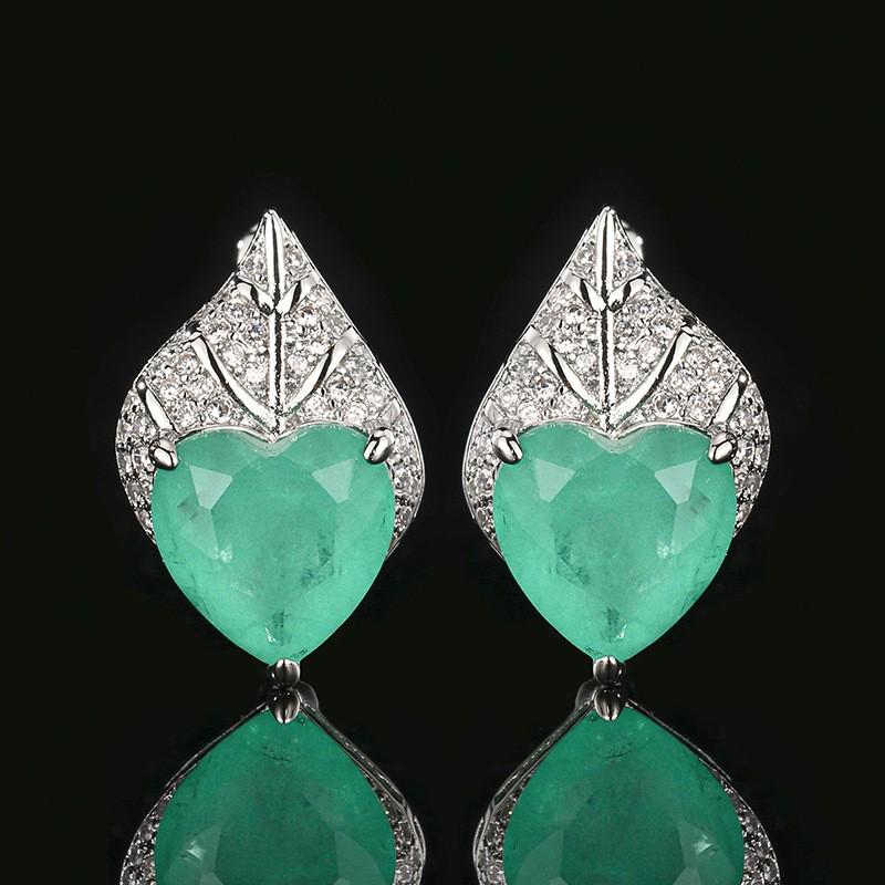 Heart-Shaped Gemstone Earrings with Retro Design - Fashionable and High-End for Women