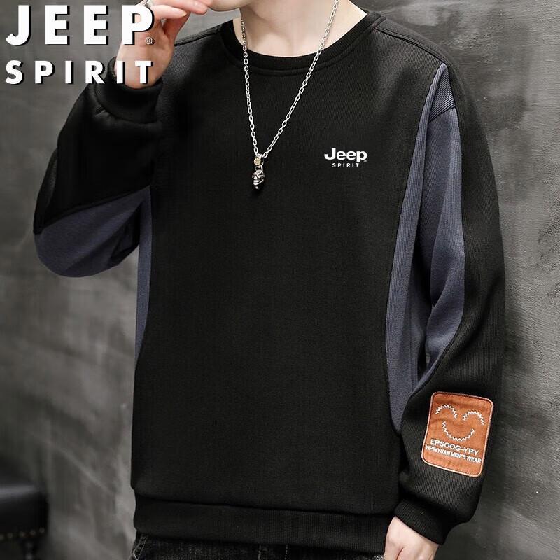 JEEP SPIRIT Men's Casual Long-Sleeve Round Neck Sweatshirt
