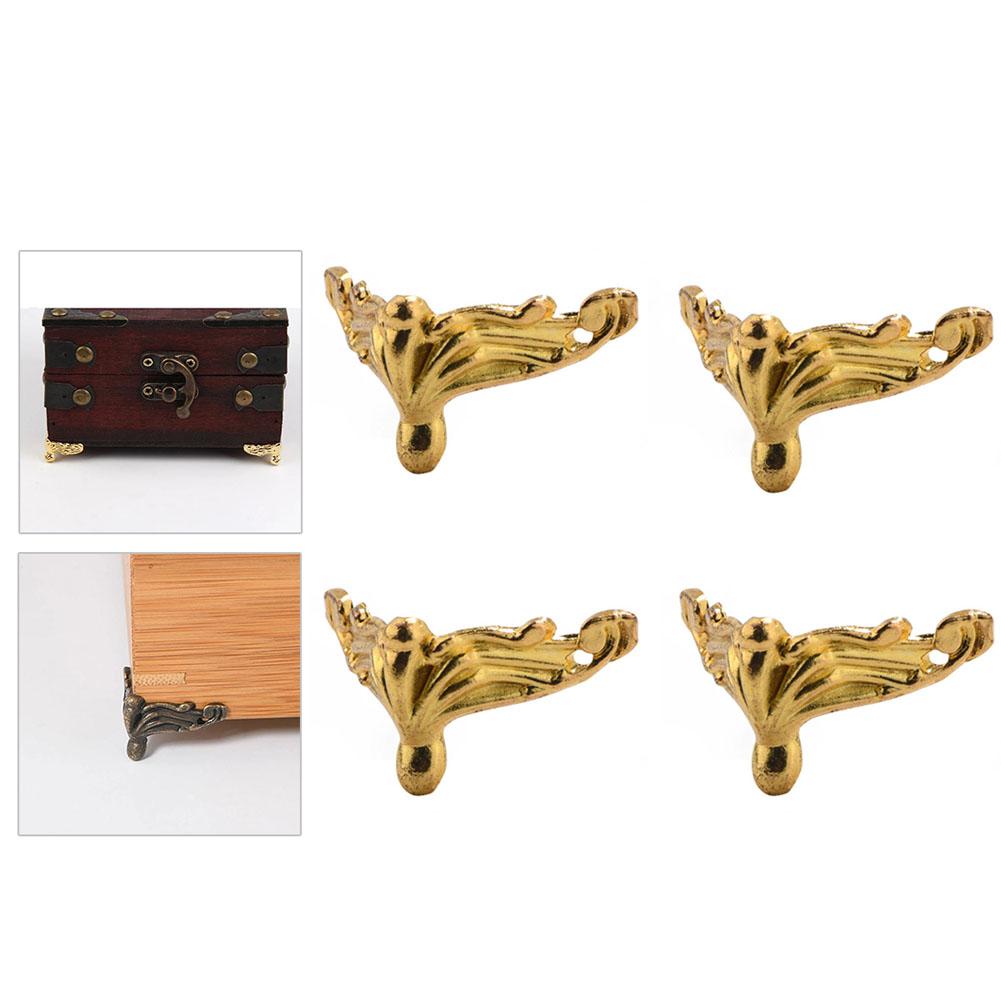 4PCS Antique Corner Protector Zinc Alloy Jewelry Box Wooden Case Decorative Feet Leg Metal Corner Protector Hardware Bracket