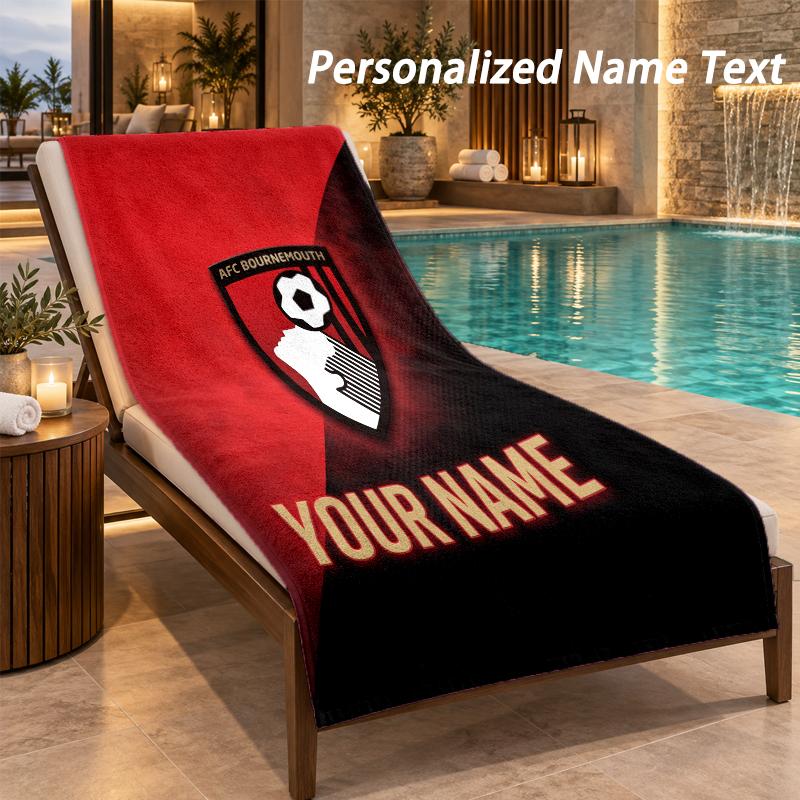 Custom Text Bournemouth Football Print Beach Towel Large Towel For Home Bathroom Beach