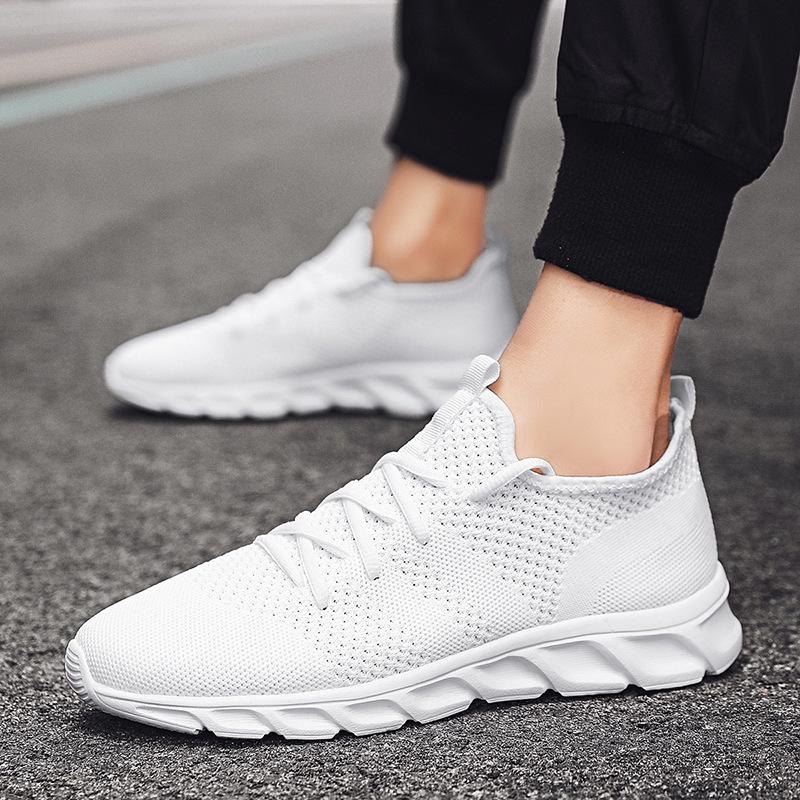 Men's Cross-Border Flyknit Mesh Sneakers, Sizes 45-47, Lightweight Low-Top, All-Season Casual Sports Shoes