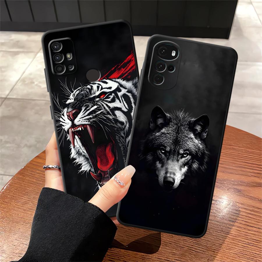 Phone Cover Case for Motorola Moto G32 G60s G52 G50 G71 G51 G73 G53 G30 G22 Edge40 Edge 20 Pro 30 Lite Cool Cartoon Wolf