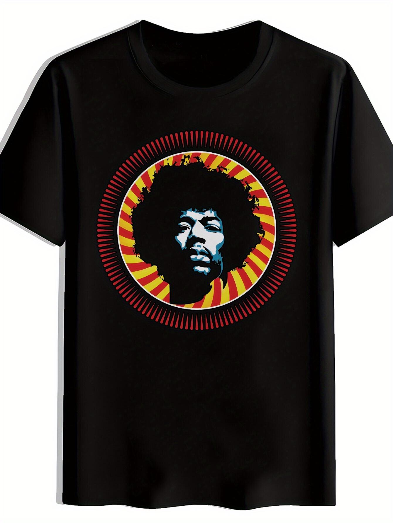 

Vintage Rock Band Graphic T-shirt - Black Short Sleeve Round Neck Tee with Retro Music Icons XXXL