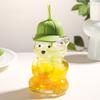 Gobelet d'apprentissage en forme d'ours avec couvercle à paille 600 ml Joli gobelet en verre pour café glacé, thé au lait, jus Lavable au lave-vaisselle Réutilisable Tasse froide pour la maison, le bureau, les voyages