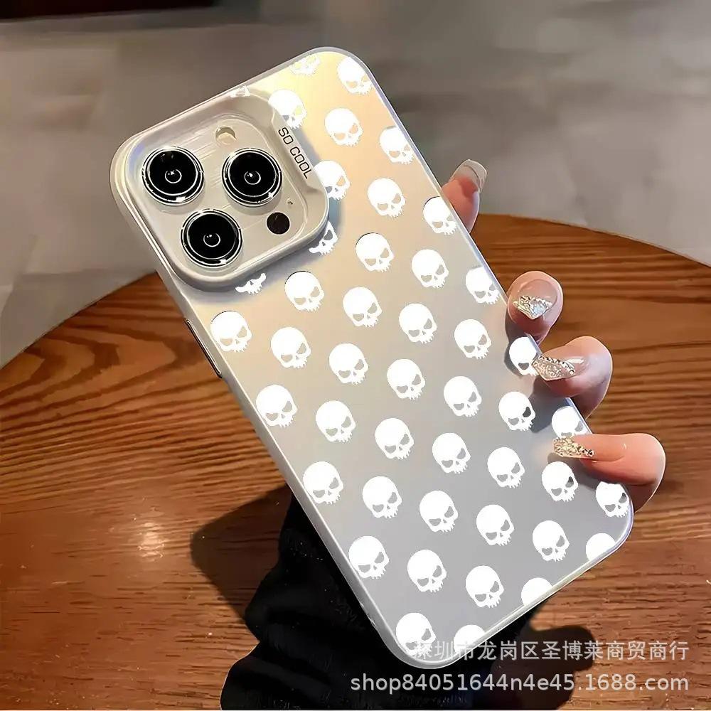 Full Screen Skull for Apple 15 Colored Silver iPhone14promax Creative 13/11 Matte 16 Protective Case 17