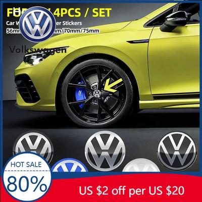 2026 Hot For VOLKSWAGEN VW 4pcs 56/60/65/70/75mm Car Wheel Center Hub Caps Sticker Badge For Volkswagen VW B5 GTI Golf 5 7 Caddy
