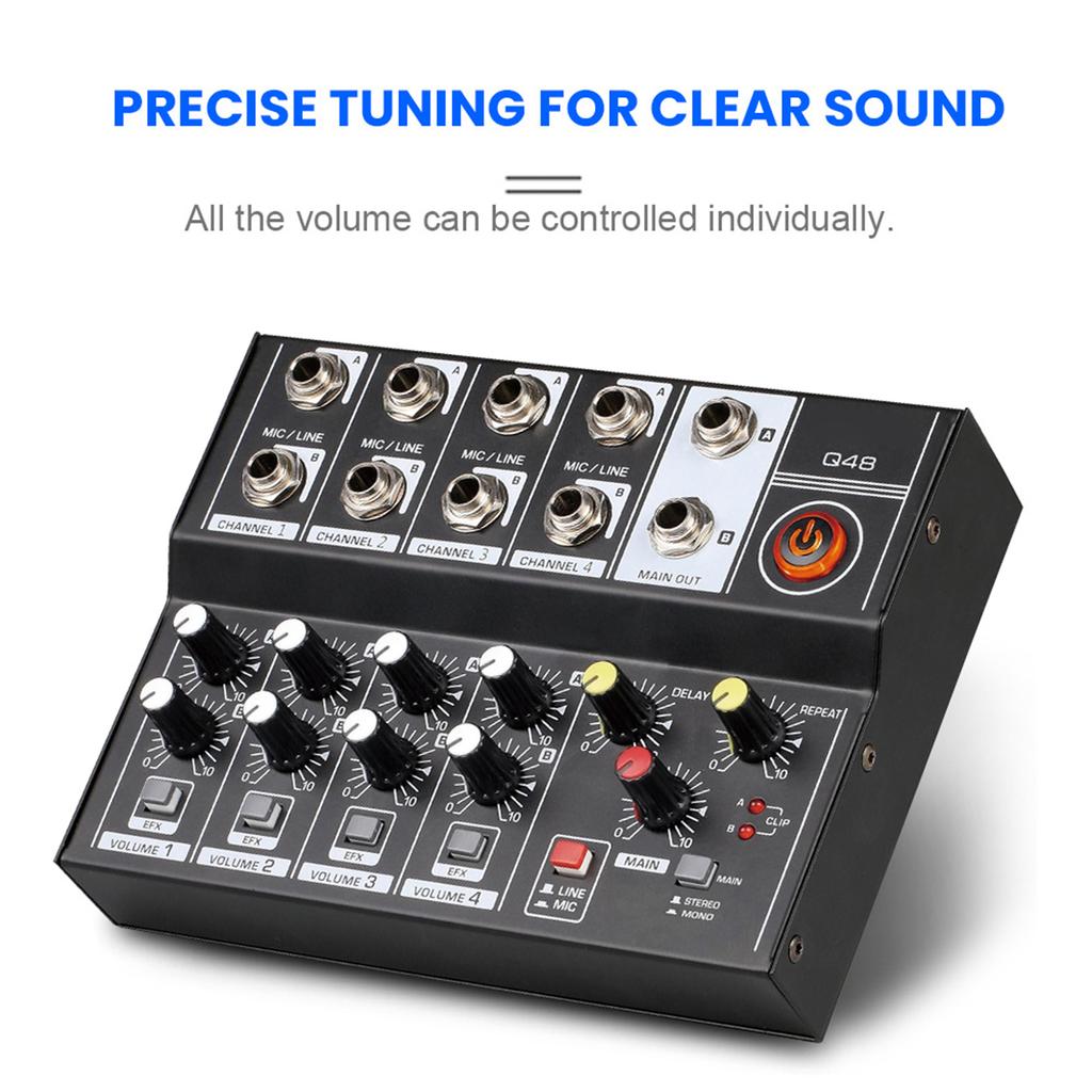 8 Channel Multifunctional USB Audio Mixer Portable Sound Mixer Professional Home Use Dual Microphone Inputs Sound Mixer