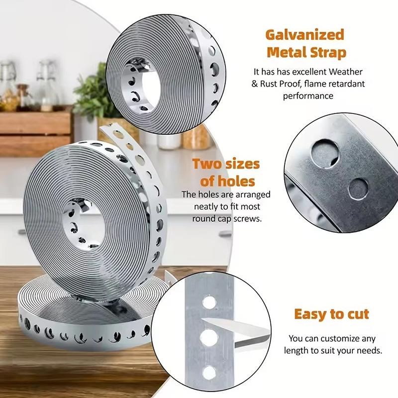 1 Rolle verzinktes Stahlband Aufhängeband vorgelocht Mehrschlitz-Metallband für Rohrabstützungen Aufhängung und Blecharbeiten
