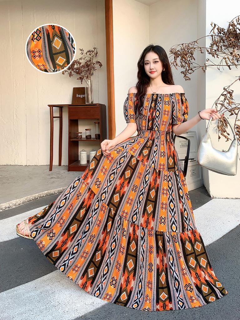 Seaside vacation beach dress cotton floral dress female shabahemi muslim