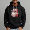 Erkek Noel Baskılı Renk Bloklu Kapüşonlu Günlük Spor Konfor Sweatshirt