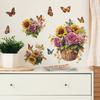 Hand Painted Sunflower Basket and Butterfly Wall Sticker for Bedroom Living Room Background Self-Adhesive Removable Home Decor