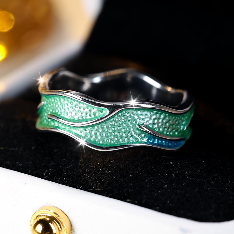 

Модные синие эмалевые металлические кольца неправильной формы для женщин и девочек, модные украшения, подарки на день рождения 9 серебряный/зелёный