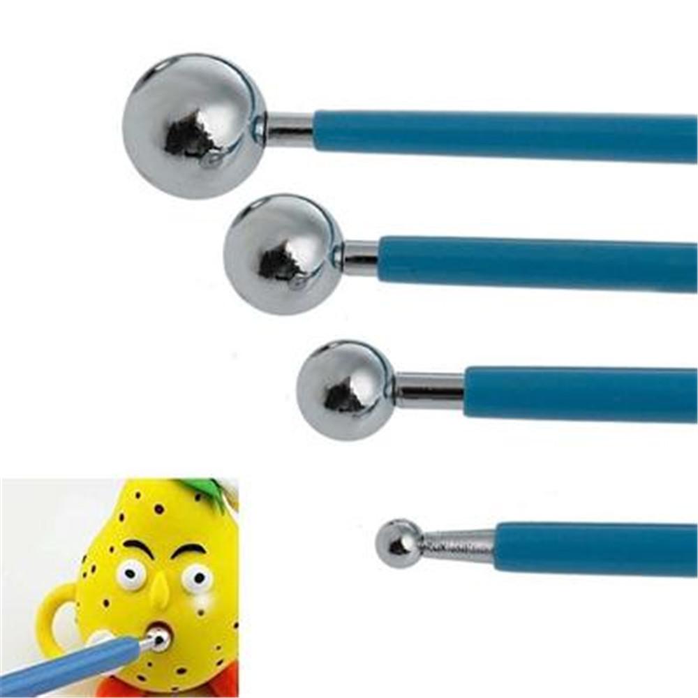 4 Pills Stick Ultralight Clay Soft Pottery Fondant Cake Tools Stainless Steel Baking Petal Ruffle Seamstress Tool Petal Pattern Stick