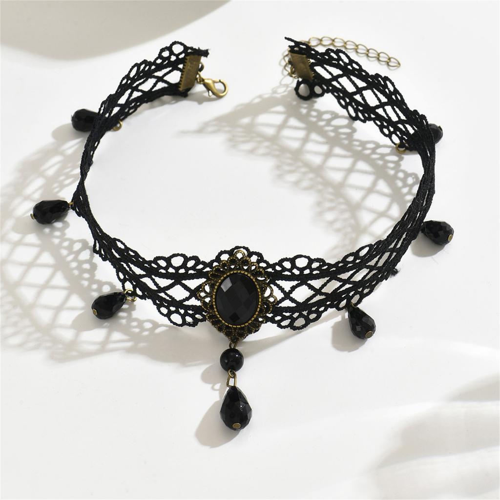 Dark Romance Gothic Lace Necklace Adornment Sturdy Chokers Neckchain Adornment for Fashion Enthusiasts