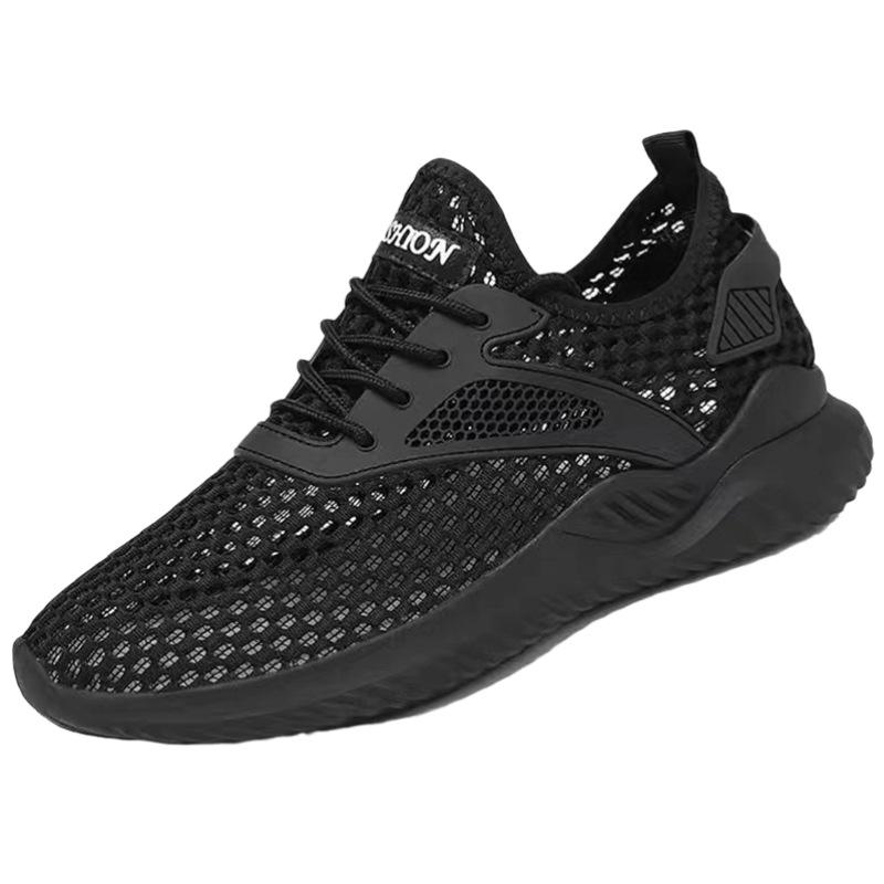Men's Breathable Mesh Shoes Sports Shoes Solid Color Casual Versatile Trend Personalized New Running Shoes Lace-up Shoes
