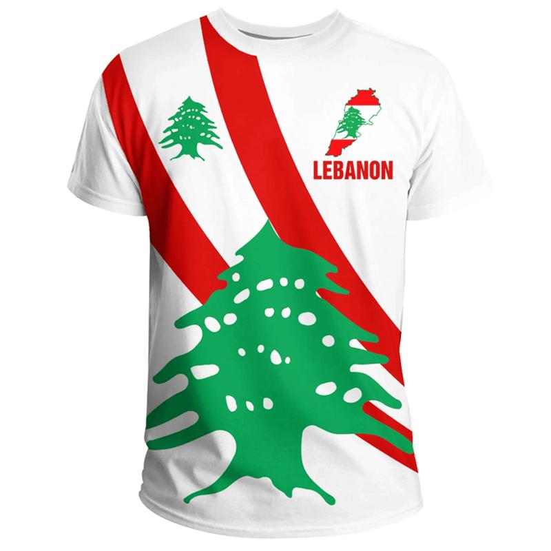 Libanon-Flagge Herren-T-Shirt mit Wald-Camouflage-Print, libanesisches Emblem, Sommerstraße, übergroße Mode, kurzärmelige Oberteile