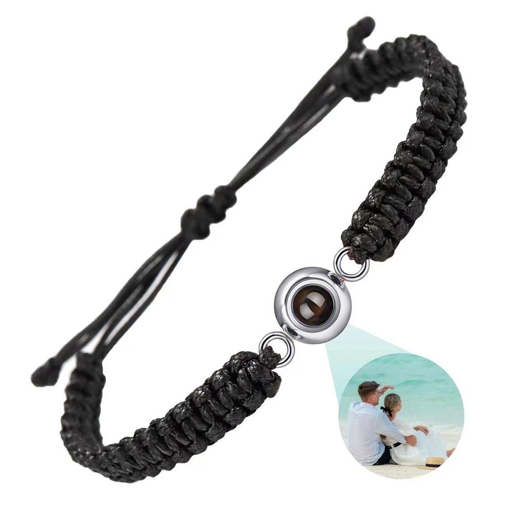 Individuelles gewebtes Armband aus Edelstahl mit 'Ich liebe dich' in 100 Sprachen und Foto