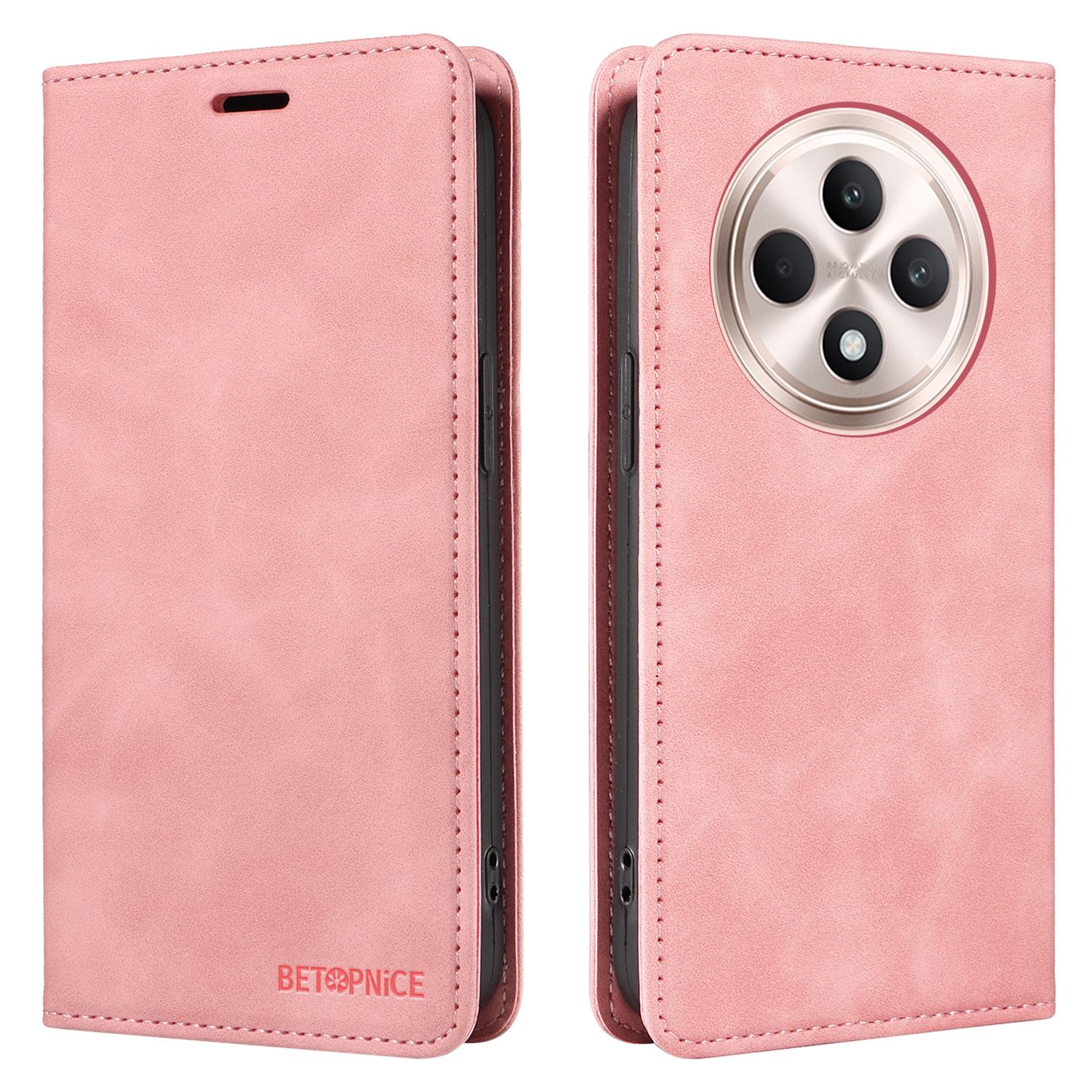 

ЧЕХОЛ ДЛЯ BETOPNICE 003 для Oppo Reno12 F 5G с блокировкой RFID, откидная крышка из ПУ кожи для телефона Pink